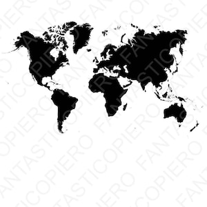 Wereldkaart SVG bestand voor Silhouette Cameo en Cricut. Wereldkaart clipart PNG inbegrepen. Wereldkaart snijden bestanden.