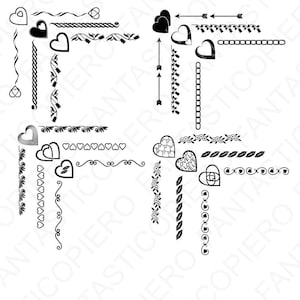 Text Ecken Valentinstag und Liebe SVG-Dateien für Silhouette Cameo und Cricut. Ecken Saint Valentines Day, Hochzeit Liebe Clipart PNG