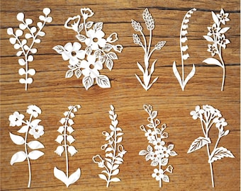 Wildflowers (set 2) SVG files for Silhouette Cameo and Cricut. Wildflowers (set 2) clipart PNG transparent included.