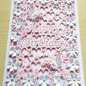 Crea due strati di file SVG con le scritte Buon compleanno, Buon anniversario, Buona festa della mamma, Grazie e biglietti di auguri per Silhouette e Cricut.