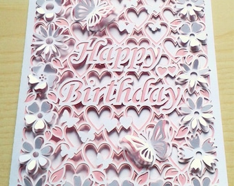 Pop Up two layers Happy Birthday, Happy Anniversary, Happy Mother 's Day, Thank You, Greeting Card SVG files for Silhouette and Cricut.