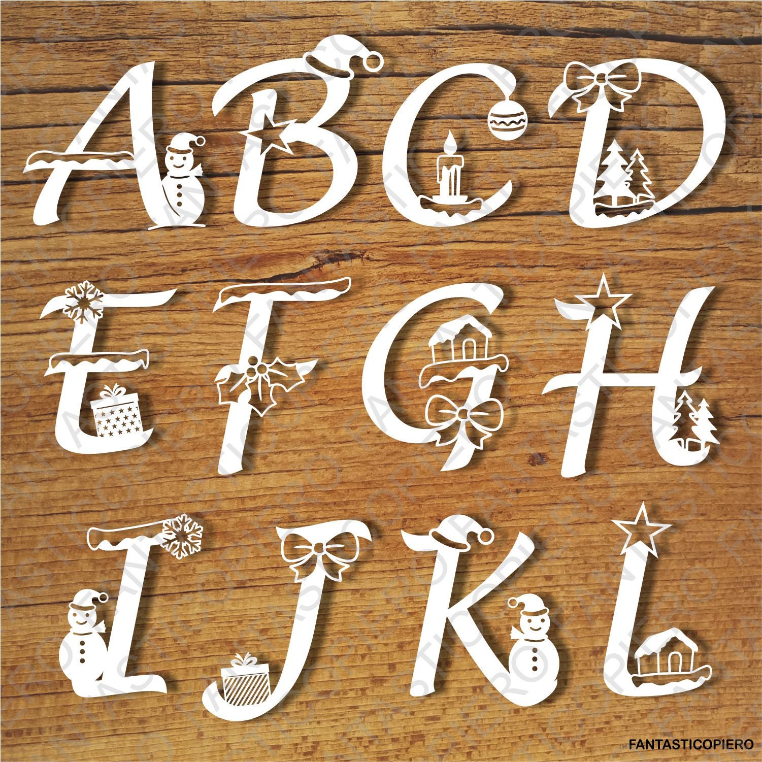 Versierde Kerst Alfabet en Nummers SVG bestanden voor | Etsy