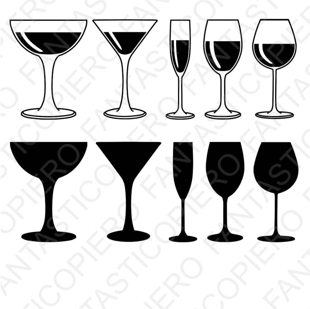 Set Of Wine Glasses And Cups Illustration Royalty Free SVG
