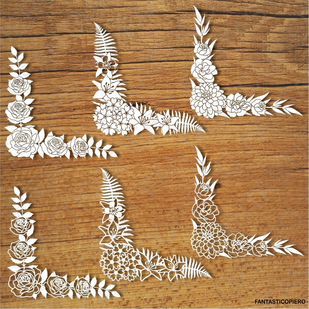 Floral Decoration Corners Svg Files For Silhouette Cameo And Etsy
