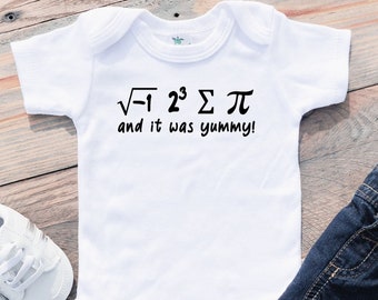 Math I 8 Sum Pi Baby Bodysuit or Toddler T-shirt | Baby Gift | New Baby | Nerdy Baby Clothes | Funny Kid's Shirt | Gender Neutral | Pi Day