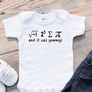Math I 8 Sum Pi Baby Bodysuit or Toddler T-shirt | Baby Gift | New Baby | Nerdy Baby Clothes | Funny Kid&#39;s Shirt | Gender Neutral | Pi Day
