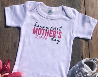 First Mother's Day Baby Bodysuit for New Mom Mother's Day 2023 Gift for Mom from Baby Our First Mother's Day Shirt for Baby 1st Mother's Day