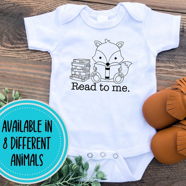 Read to Me Woodland Animals Baby Bodysuit, Toddler Shirt, Book Lover, Woodland Critters, Baby Shower Gift, Teacher Baby Gift, Baby Clothes