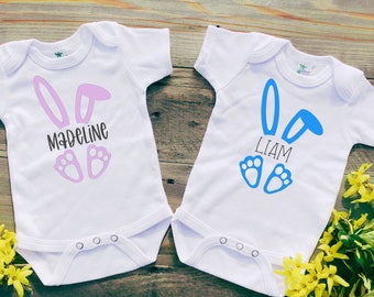 Personalized Easter Bunny Bodysuit, Easter Toddler Shirt, First Easter Baby Gift, Kid's Easter Shirt, Easter Shirt with Name, Bunny Outfit