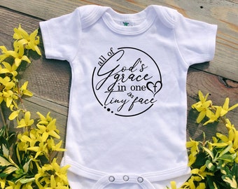 Religious Baby Bodysuit, All of God's Grace, Christian Baby Shower Gift, Cute Gift for New Baby, Child Baptism Gift, Christian Kids Shirt