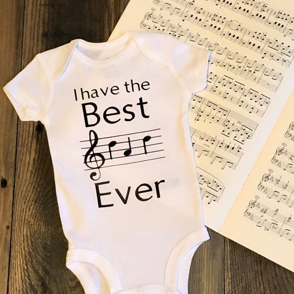 Best Dad Ever Music Notes Baby Bodysuit or Toddler T-shirt, Baby Shower Gift, New Baby, Baby Clothes, Father's Day Shirt , New Dad