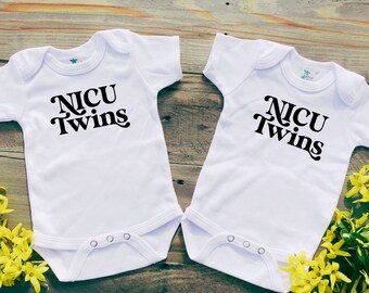 NICU Twins Baby Bodysuit, NICU bodysuit, Twin Shirt Set, Gift for NICU babies, Twin Baby Gift, Premature Twin Gift, Twin Bodysuit Set