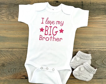 I Love My Big Brother Baby Bodysuit, Toddler Shirt, Baby Shower Gift, New Baby, Baby Clothes, Little Brother Shirt, Little Sister Shirt