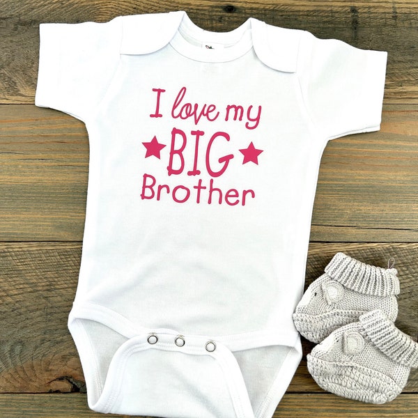 I Love My Big Brother Baby Bodysuit, Toddler Shirt, Baby Shower Gift, New Baby, Baby Clothes, Little Brother Shirt, Little Sister Shirt