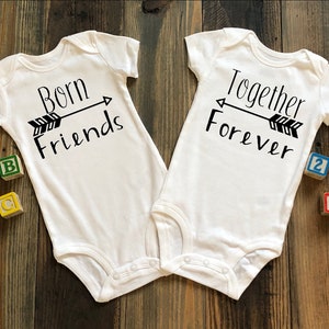Born Together, Friends Forever Twin Baby Bodysuits or Toddler Shirt, Boy Twin Clothes, Girl Twin Clothes, Twin Baby Shower Gift, Twins Gift