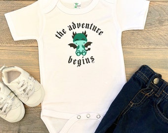 Dragon Baby Bodysuit, Dragon Adventure Baby Clothes, Dragon Baby Announcement, Cute Baby Dragon Clothes, The Adventure Begins, Toddler Shirt