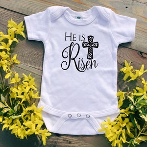 He Is Risen Baby Bodysuit, Easter Toddler Shirt, Neutral Baby Easter Outfit, Christian Easter Shirt, Easter Baby Boy, Easter Baby Girl