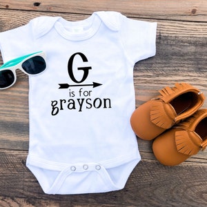 Personalized First Name and Initial Modern Baby Bodysuit or Toddler Shirt | Baby Bodysuit | Baby Shower Gift | Coming Home | Baby Clothes
