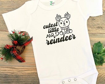 Baby Bodysuit Reindeer, Cutest Little Reindeer, Baby Boy Reindeer Shirt, Toddler Christmas Shirt for Boy, Little Boy Christmas Clothes