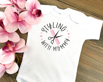 Mommy Hairstylist Baby Bodysuit Hairstylist Toddler Tshirt Hairdresser New Mom Baby Gift for Hairstylist Mom Hairstylist New Baby Gift