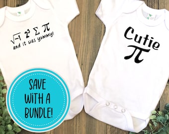 Math Baby Bodysuits Pi Puns for Baby Math Lover Baby Clothes Cutie Pi Shirt Funny Math Shirt for Kids Science Baby Bodysuit Math Bundle Baby