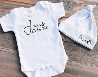 Jesus Loves Me Christian Baby Bodysuit or Toddler T-shirt, Baby Gift, New Baby, Baby Clothes, Religious Baby Clothes, Baby Shower Gift