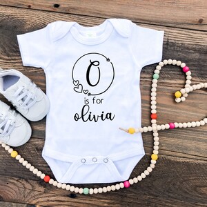 Personalized Name and Initial With Hearts Baby Bodysuit or Toddler T-shirt | Baby Gift | New Baby | Baby Clothes | Coming Home Outfit