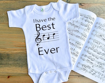 Best Dad Ever Music Notes Baby Bodysuit or Toddler T-shirt, Baby Shower Gift, New Baby, Baby Clothes, Father's Day Shirt , New Dad