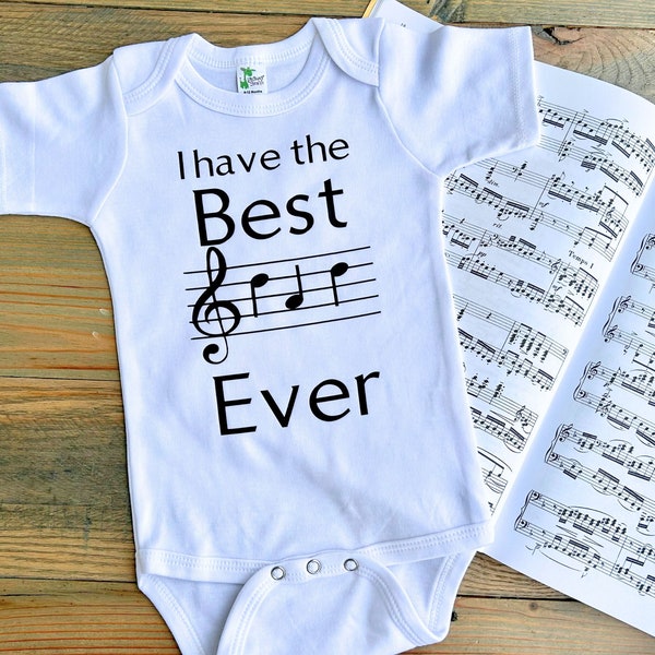 Best Dad Ever Music Notes Baby Bodysuit or Toddler T-shirt, Baby Shower Gift, New Baby, Baby Clothes, Father's Day Shirt , New Dad