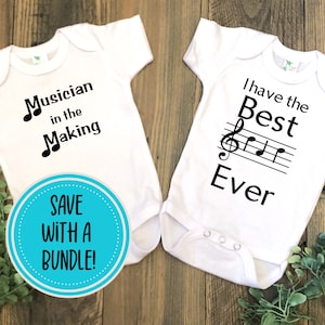 Music Lover Baby Bodysuit Bundle Baby Gift for Musician Dad New Baby Music Clothes Music Baby Bodysuit Baby Musician Best Dad Ever