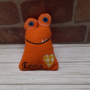 Cute little personalized plush monster, halloween gifts, fall gifts, personalized Halloween plush monster, personlized gifts.