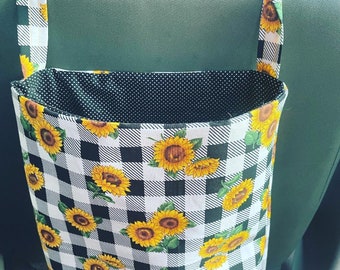 ひまわりの車用ゴミ袋 - 座席の上に設置できる再利用可能な車用ゴミ袋 - 車のアクセサリー - 車のおもちゃ袋 - 車用オーガナイザー