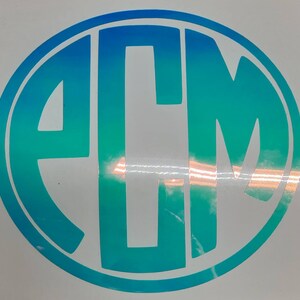 Monogramed circle  car decal, bumper sticker, decal, laptop decal, personalized  car decal, car sticker, bumper sticker