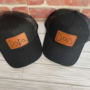 Personalized hats- custom hats- Father’s Day hats- hats for dad- son hats - gifts- your child’s handwritten leather patch hat