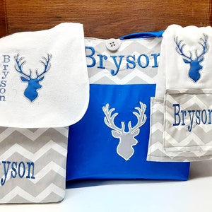 Monogrammed Diaper bag, custom diaper bag- deer diaper bag- baby gifts, baby shower gifts- boy diaper bags- custom bags, personalized
