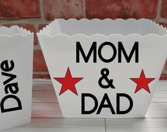 Personalized Popcorn Pop Corn Tub Bucket- Family Gift -Housewarming gift- Birthday Gift Family Christmas gifts Family