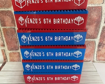 Personalized building block storage bin- travel toy case- brick organizer, party favors- toy organizer- personalized block tray