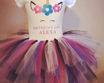Birthday tutu, unicorn, birthday set, birthday outfit, birthday girl, custom made birthday sets, unicorn shirt, unicorn party