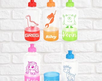 personalized kids water bottles - party favors  - personalized cups with snack cup- kids cups - gifts- back to school cups