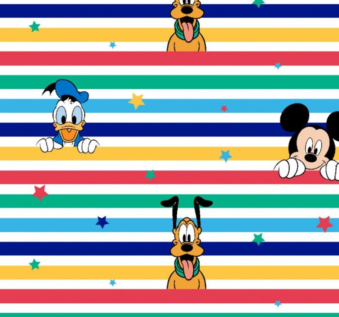 Jersey Fabric Disney Mickey Donald Goofy Stripes 0.5 M X VB Etsy