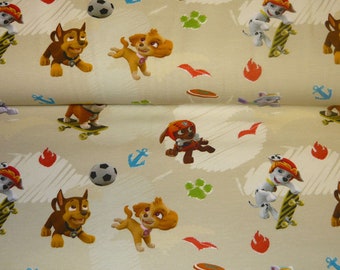 Jersey Stoffe Paw Patrol hellbraun 0.5m x VB