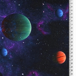 Jersey fabric stars space stars planets 0.5 m x VB