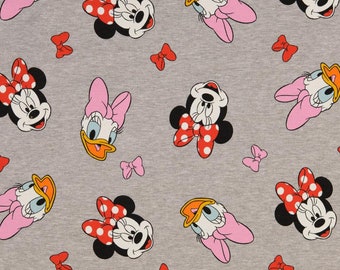 French Terry Stoff Disney Minni Maus Daisy Duck melange grau 0.5m x VB