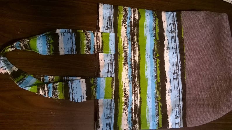 Camo Stripe Tote wTaupe Upholstery Bottom