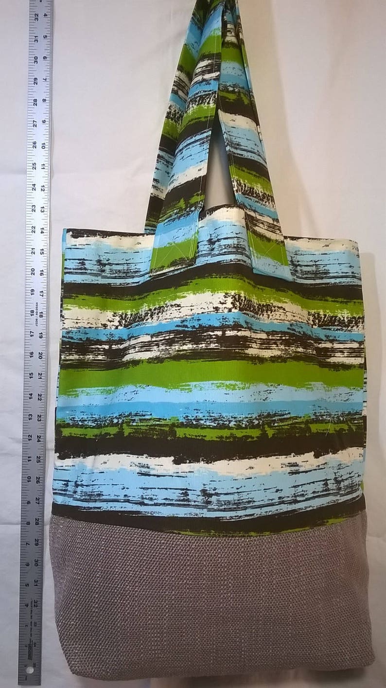 Camo Stripe Tote wTaupe Upholstery Bottom