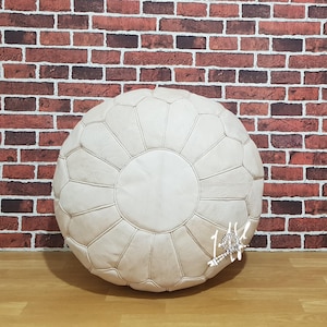 Natural Genuine Leather Moroccan Pouffe Pouf Handmade Ottoman Footstool