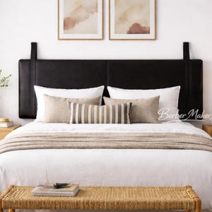 Authentic Woven Leather Wall Hanging Headboard | Brown Full Grain Leather Headboard | King Size Farmhouse Mounted Bed Headboard image 7