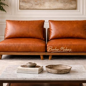 Handmade Custom Leather Cushion Covers | Mid Century Modern Sofa Bench Seat & Back Covers | Replacement Leather Slipcovers | Unfilled