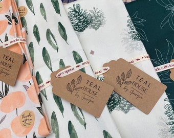 Set of 4 Forest Touch collection tea towels - 100% Organic Panama Cotton