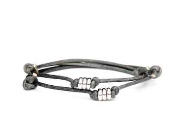 Matching Leather Couple Bracelets Set of 2, His and Hers Leather and Steel Bracelets, Long Distance Anniversary Gift